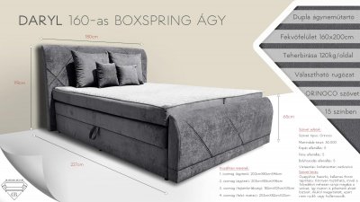 Daryl boxspring ágy (65 cm magas)
